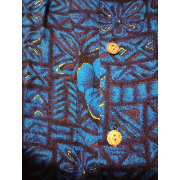 Anchor Blue Shirt Men's 2xl Blue Hibiscus Hawaiian Button Front Short Sleeve - Picture 3 of 7
